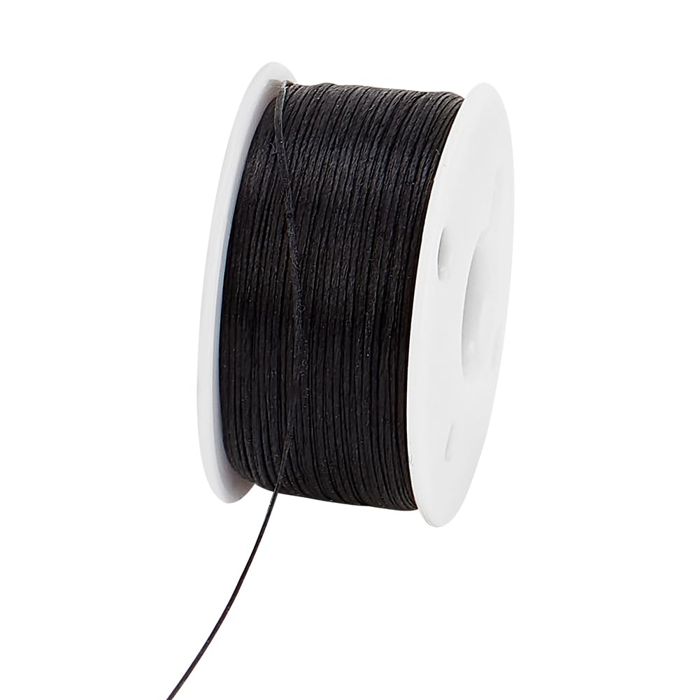 PH PandaHall 0.1mm Bracelet String Beading Thread Supplies Black Seed Bead Thread Craft Sewing String Nylon String for Leather Stitching Beading Jewellery Bracelets Making 45m
