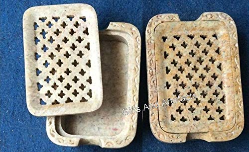 Porte-savon pierre rectangulaire fait main 11,4 x 8,9 cm pour accessoire salle de bain