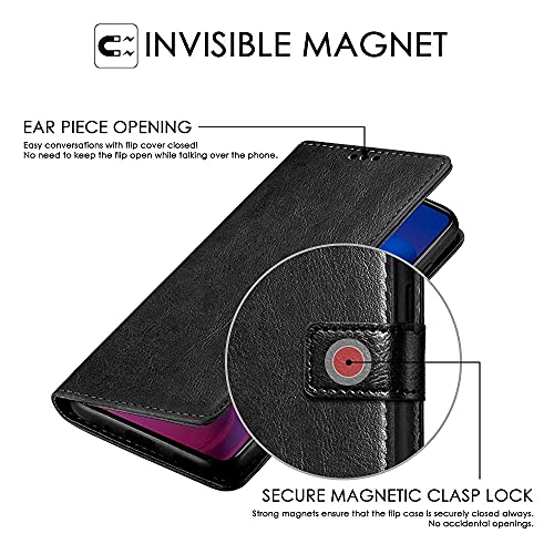 Image of WOW IMAGINE Shock Proof Flip Cover Back Case Cover for Xiaomi Mi Redmi 10 Prime (Flexible | Leather Finish | Card Pockets Wallet & Stand | Black)