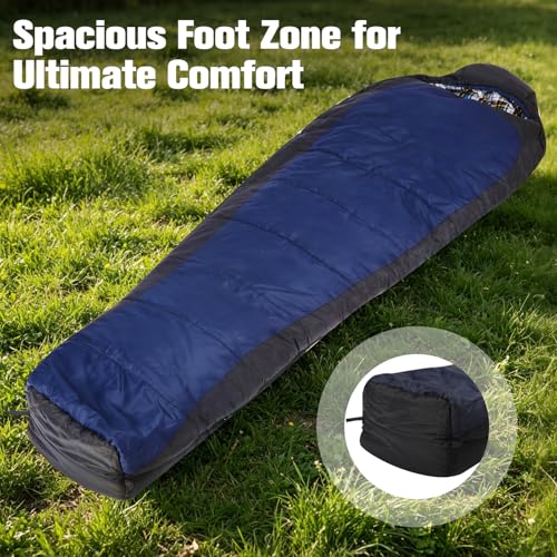 Bolsa de Dormir Momia, Invierno Extremo 0 Grados con Forro de Franela y Algodón, Caliente y Lavable a Máquina para Camping, Ideal para Excursionismo y Camping en Clima Frío miniatura 5