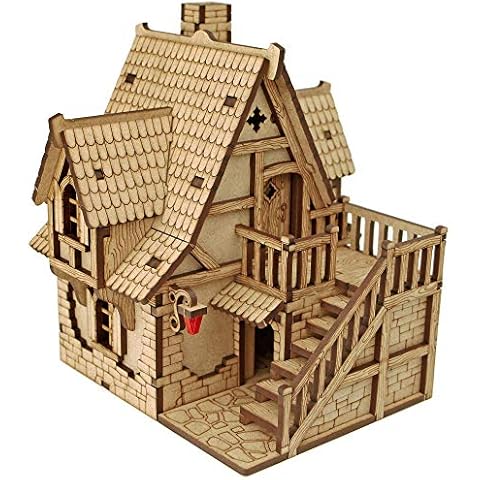 TowerRex Big House D&D Terrain Town Buildings - DND Accessories for Dungeons & Dragons, Pathfinder, Warhammer, Tabletop Battle map Grid, Wargaming Terrain, Scenery for 25mm 32mm 28mm Miniatures Cover