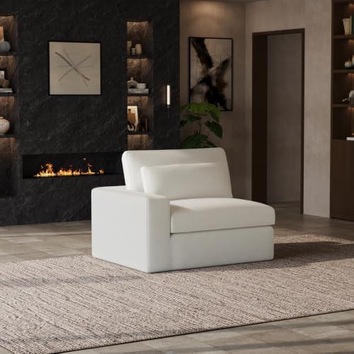 Image of Novilla Deep Seat Modular Sectional Sofa, Removable Washable Covers, Cloud Couch with Lumbar Pillows, Chenille Boneless Sectional Couch Beige, No Assembly Required, Left-Arm Chair