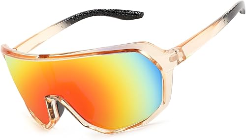 Karsaer Vsion - Lentes de sol de una pieza con montura grande estilo años 80 y 90, visera deportiva para jóvenes y niños