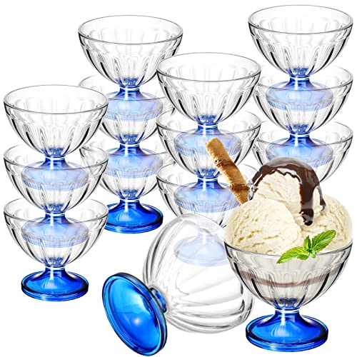 Romooa 12 Pack Acrylic Ice Cream Bowls 8 Oz Clear Dessert Cups Footed Ice Cream Bowl For Sundae Salad Snack Cocktail Condiment Trifle Holiday Party #TOP5