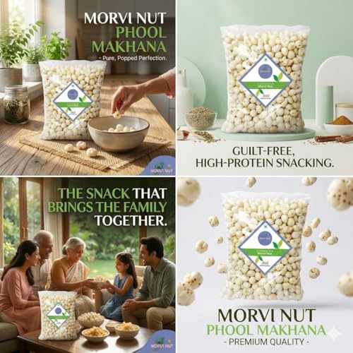 Image of MORVI NUT Premium Phool Makhana (500g) | Crunchy Fox Nuts /Lotus Seeds | High Protein & Fiber Rich Healthy Snack for Fasting