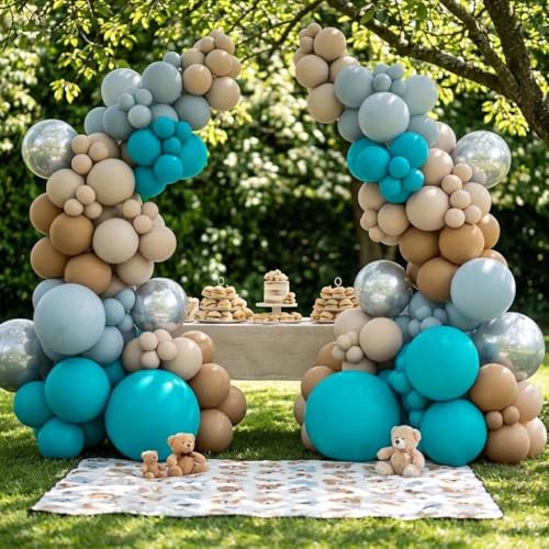 Image of Teal Balloons Turquiose Double Stuffed Balloon Garland Arch Kit Latex Different Sizes For Birthday Baby Shower Dolphin Mermaid Engagement Anniverasry Party Decoration | Turquiose Teal Blue Balloon Garland Kit For Birthday Baby Shower Dolphin Engagement Anniverasry Party Decoration