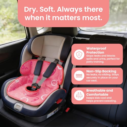 Image of Piddle Pad 2-Pack, Potty Training Car Seat Protector, Toddler Car Seat Cover & Stroller Protector, Machine Washable Waterproof Car Seat, Anti-Slip, Universal Fit (Pink)