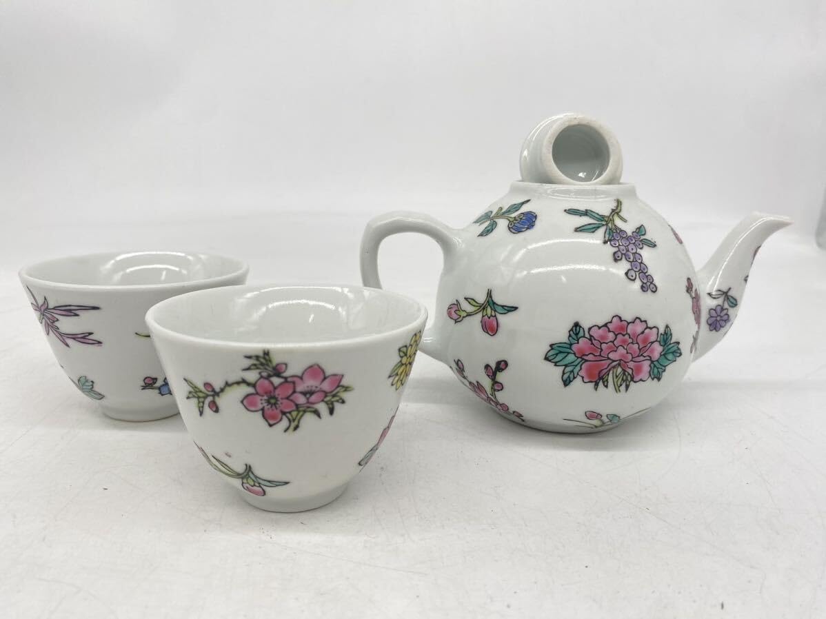 加】143e 中国 七宝 花鳥図 急須 / 煎茶道具 唐物 中国 急須 煎茶道具 中国