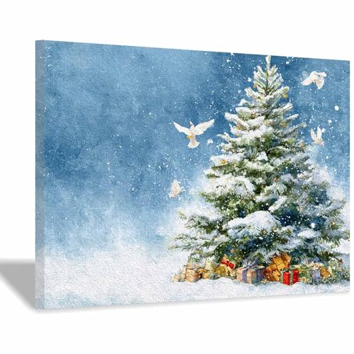 Décoration de Noël CUDAOO sur toile haut de gamme 70x100cm encadrée