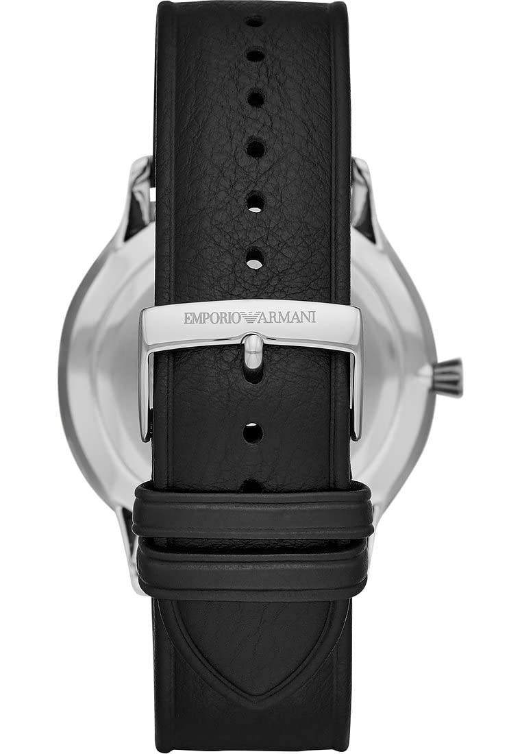 Emporio Armani Watch for Men, Quartz Three Hand Date Movement and 43mm Case Size with Leather Strap