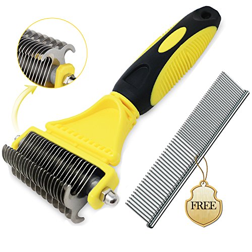 Bascolor Dog Grooming Brush Stainless Steel Comb 2 Sided Pet Dematting Comb for Cats Dogs