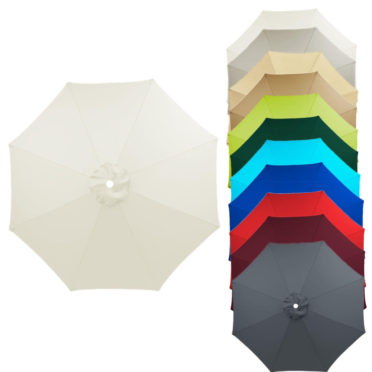 Patio umbrella Replacement Canopy Sun Umbrella Replacement Cloth 6 Arms/8 Arms Garden Parasol Replacement Fabric 2.7M/2.7M/3.0M Replacement Parasol Cover, Market Table Umbrella Canopy Fade Resistant (