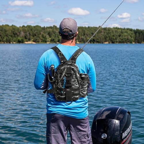 image for Piscifun Fishing Tackle Backpack with Rod & Gear Holder, Lightweight O