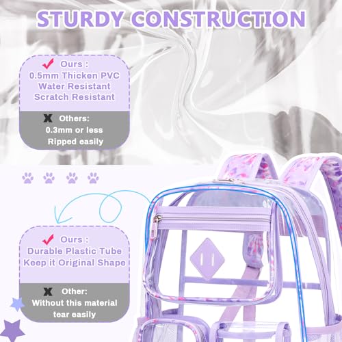 image for PIG PIG GIRL Clear Backpack for School,Heavy Duty PVC Transparent Book