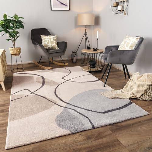 Paco Home Tapis Salon Chambre Adulte Poils Ras Motif Abstrait Mot...
