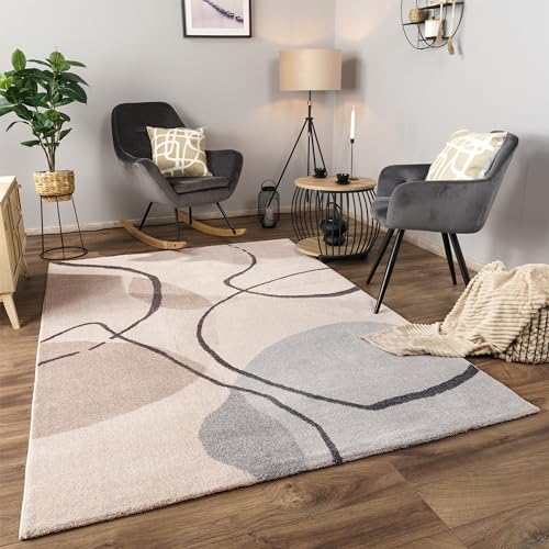 Paco Home Tapis Salon Chambre Adulte Poils Ras Motif Abstrait Mot...