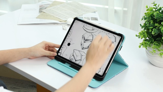 Coque FINTIE Pour IPad Air 11" Et 10.9" - Étui Rotatif 360° Avec Rangement Stylet - Bleu Marine