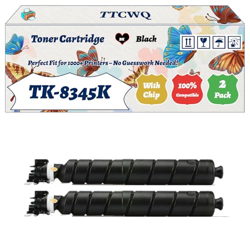 Compatible for Kyocera TK-8345K TK-8345C TK-8345M TK-8345Y Toner Cartridge Work for Kyocera TASKalfa 2552ci TASKalfa 2552c TASKalfa Printers (2 Pack Black)