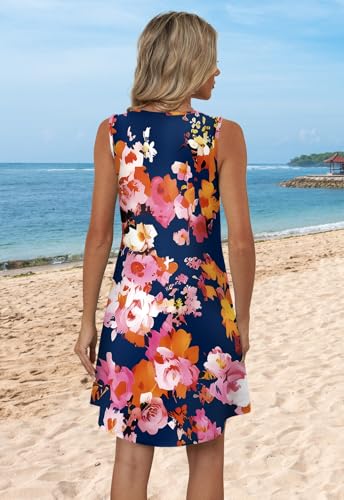 Image of Aokosor Womens Summer Dresses 2026 Loose V Neck Sleeveless Dress Sundresses Swimsuit Coverup Vacation Outfits