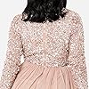 Maya Deluxe Maya Faux Warp Front Utsmyckad Midi-klänning brudtärna, Taupe Blush, 36 #4