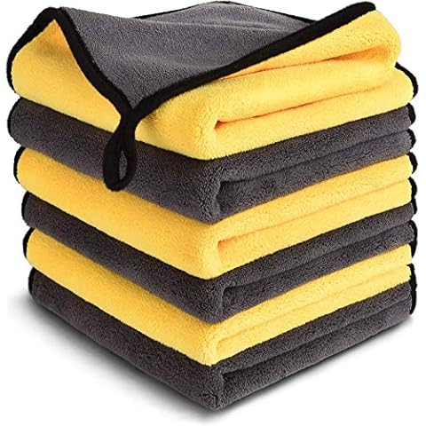 SOFTBATFY Car Microfiber Cleaning Cloth Towel 600GSM Polishing Waxing Auto Detailing Cloth 6 Pack 16 x 16inches,Ultrasoft, Large, Thick and Quick Drying Cover