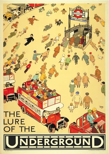 Image of Vintage London Underground LURE OF THE UNDERGROUND 1920's Wall Art Poster A4 and A3 size 250gsm Gloss Borderless print (A2)