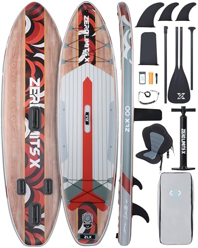 ZLX 320cm Tabla de Stand Up Paddle Hinchable Premium Todos los Niveles Diseño Estable,Paddle Surf Antideslizante Remo Ajustable Correa y Bolsa Padel Surf Hinchable de Transporte Incluidos