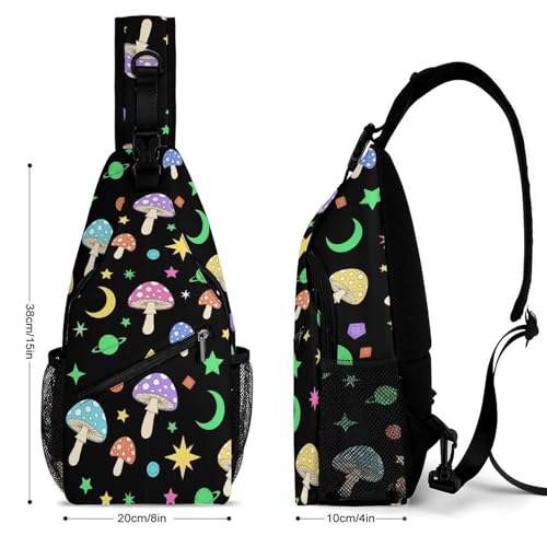 Men's Sling Shoulder Crossbody Backpack, Sturdy Anti-Theft Daypack for Running Gym Exercise, Neon Mushrooms Bags2