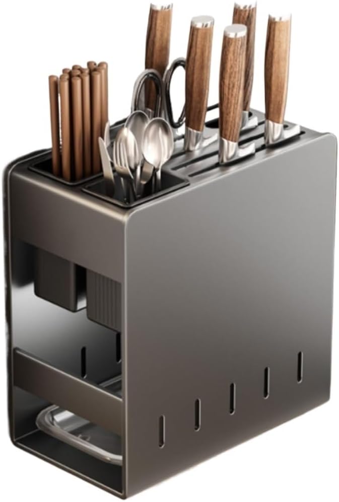 Stainless Steel Kitchen Rack Shelves Home Countertop Put Knives Chopsticks Wall-mounted Storage