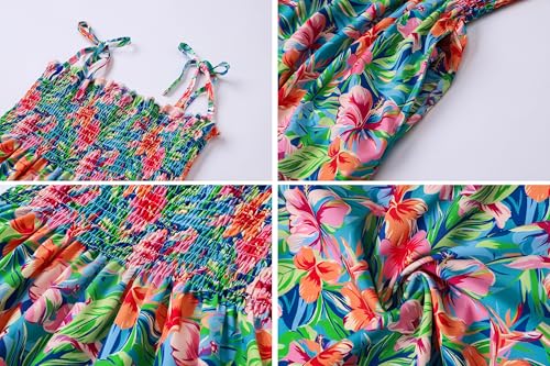 Image of Cromoncent Matching Hawaiian Outfits for Family, Dad and Son Matching Luau Beach Tropical Shirts Mommy Daughter Tropical Sets