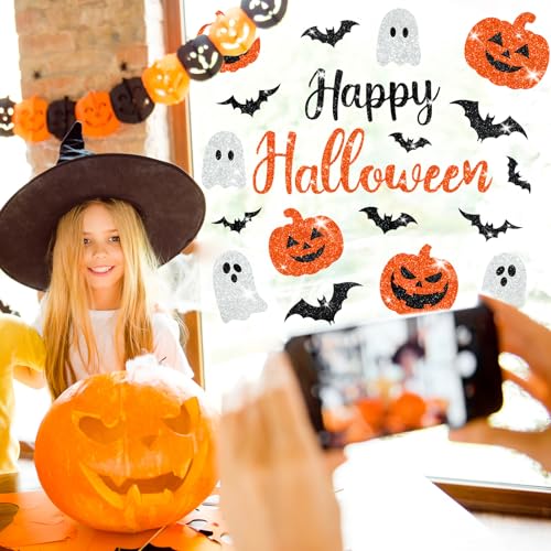 Stickers Halloween électrostatiques sans colle pour vitres et miroirs