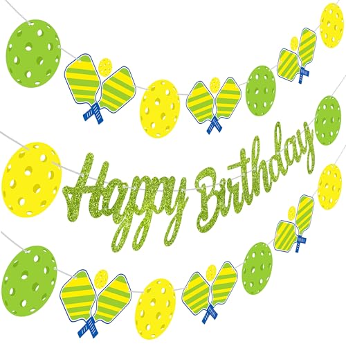 Pickleball Birthday Party Decorations Green Pickleball Happy Birthday Banners Decorations for Sport Theme Party Baby Shower Supplies