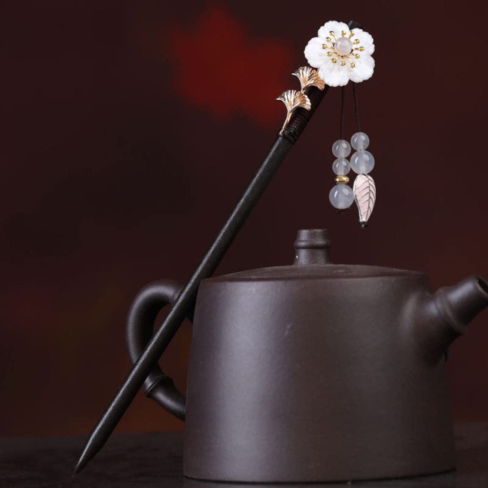 Chignon Pin Hair,Hair Sticks,Wood Hair Sticks Shell Flower Decorative Hair Chopsticks for Thick Hair Handmade Elegant Hair Pins Stick Chinese Classical Wooden Chopsticks