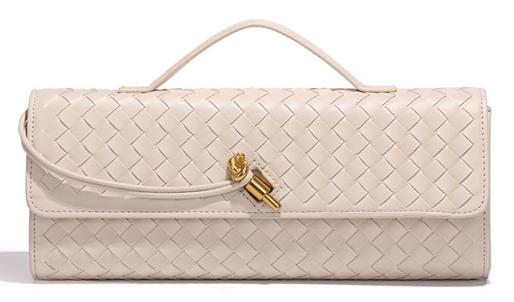 Trendy Woven Evening Clutch Purses Women Underarm Shoulder Handbag Cute Satchels Crossbody Purse PU Leather Wallet