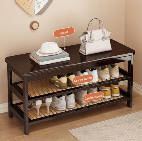 Banc à chaussures compact 3 niveaux avec coussin d'assise amovible