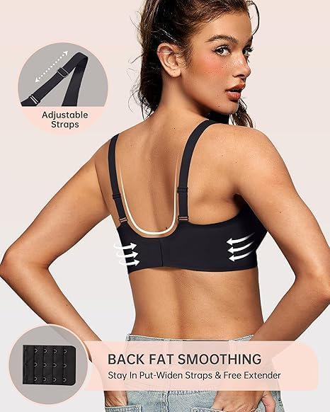 Image of JellyLift Seamless Wireless Jelly Bra for Women | No Underwire, Deep V Invisible T-Shirt Bra | 360 Jelly Support, Adjustable Straps | S-3XL