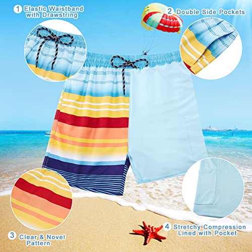 Image of Cozople Boys Swim Trunks Compression Liner Swim Shorts Quick Dry Bathing Suit with Boxer Brief Swimwear 2-20T
