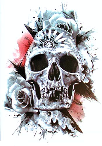 Preisvergleich Produktbild EROSPA® Tattoo-Bogen temporär - Totenkopf Schädel Rosen