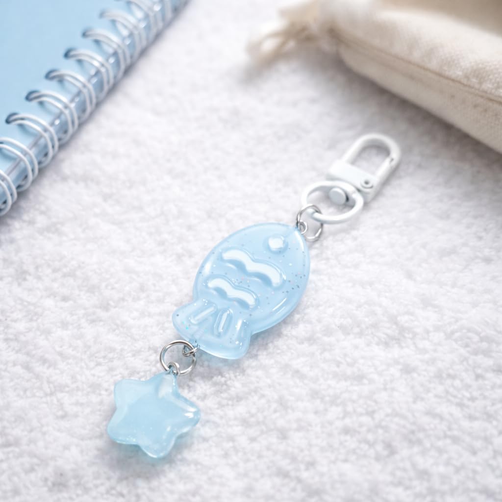 Fish Keychain – Star Keychains Bag Charms for Women with Sequin Decoration, Cute Key Chains Gifts for Fishes Lovers, Girls, Students, Friends, Teenages image 5