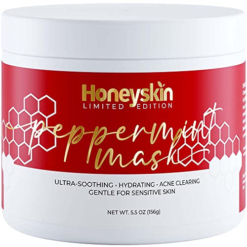 Honeyskin Peppermint Hydrating Face Mask - Moisturizing Face Mask Skincare With Manuka Honey - Hydrating Face Mask For Sensitive Skin And Anti Aging Face Mask - Facial Mask With Bentonite Clay (5.5Oz) #TOP2
