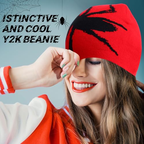 Image of Ramede 4 Pcs Y2k Beanie - Double Sided Graphic Beanies for Men and Women, Acrylic Knitted Y2k Hats Accessories