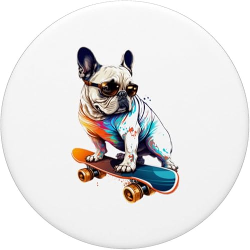 Miniatura 3 de Bulldog francés - Gafas de sol para patineta, Bulldog Frenchie PopSockets intercambiables PopGrip