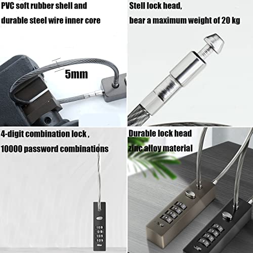Cable Locks With Combination,4 Digit Combination Padlock With 23.6 Inch Steel Cable,Weatherproof Cable Lock With Resettable Code For Bikes,Lockers,File Cabinets,Small Fences,Suitcase (Gun-Grey) #TOP3