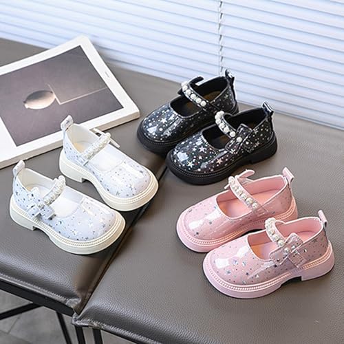 Kids Girls Mary Jane Princess Shoes Glitter Star Low Heel Pearl Strap Sandals Wedding Pageant Birthday Party Shoes2