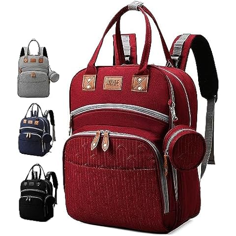 Vviitop Diaper Bag Backpack, Travel Baby Bags with Stroller Straps, Maternity Back Pack for Baby Large Internal Storage 13 Pockets for Mom and Dad (Red) Cover