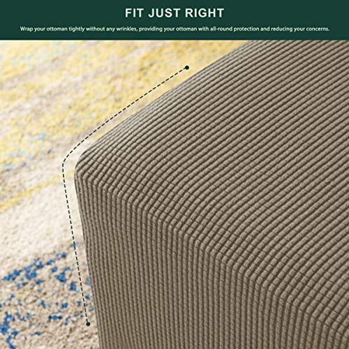 image for CHUN YI Stretch Ottoman Slipcover Rectangle Storage Stool Cover with E