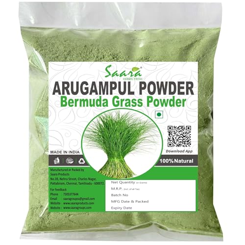 Image of Saara HERBAL FRESH Pure Arugampul Powder, 100g, Bermuda Grass, Non-GMO & Additive-Free, 100g
