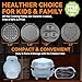 Baker's Friend 4 in 1 Mini Waffle Maker with Removable Plates, Set Includes Mini Pancake, Donut, Heart Shape Waffle Makers, Compact Size, Recipe Included, Blue