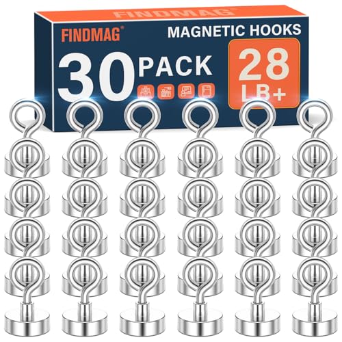 FINDMAG 28 lbs Magnetic Hooks 30 Pack