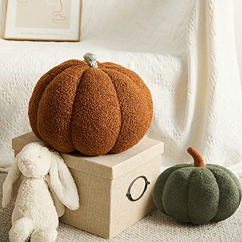 2 Cuscini Decorativi A Forma Di Zucca In Peluche 23 Cm - Bianco E Arancione Per Halloween E Cameretta - 2